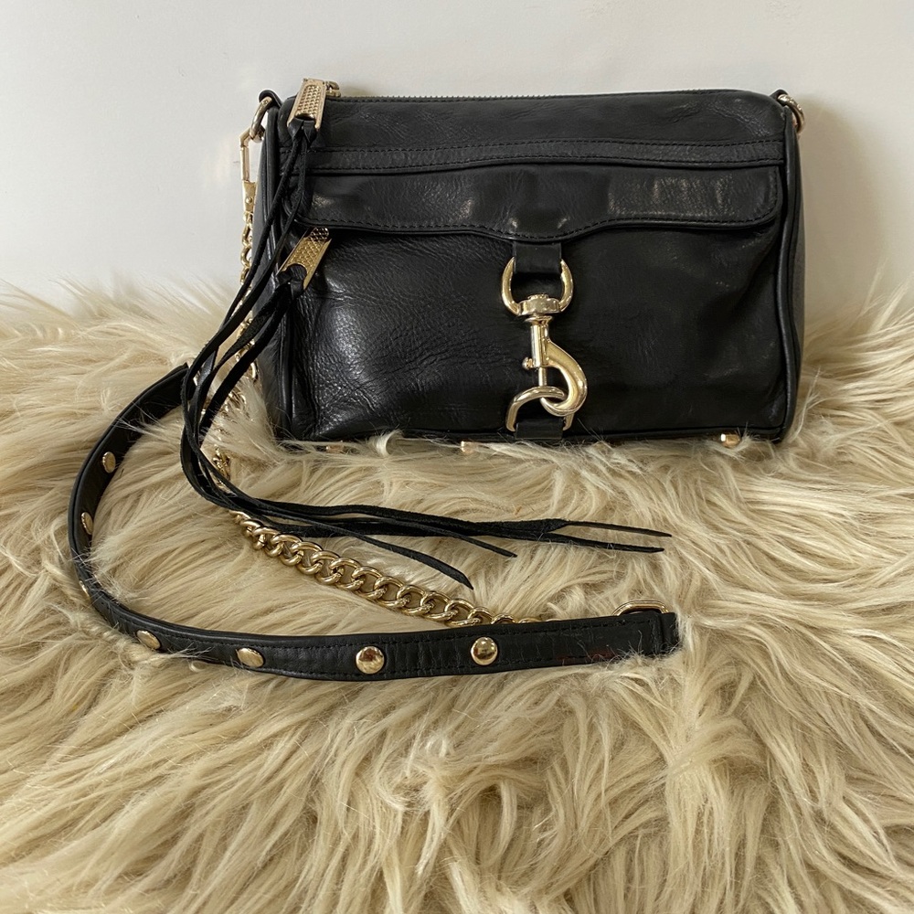 Rebecca Minkoff Mini MAC crossbody purse with gold hardware